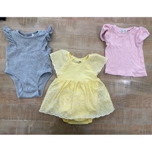 3 piece bundle Baby girl clothes H&M dress eyelet pink ruffle top
